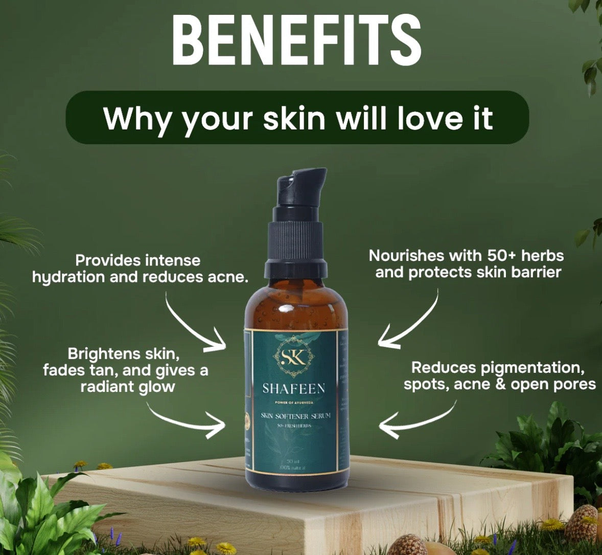 Shafeen Beauty Clear Complexion Skin Softener Serum – 50+ Magical Herbs for Timeless Skin
