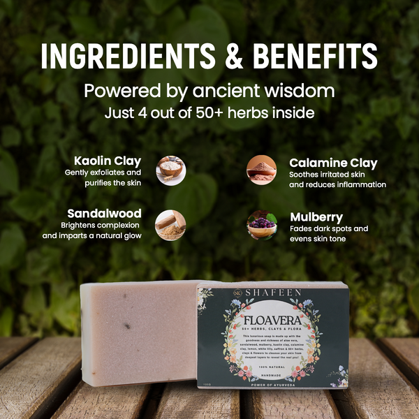 Floavera Soap infused with 50+ herbs, clays & flora